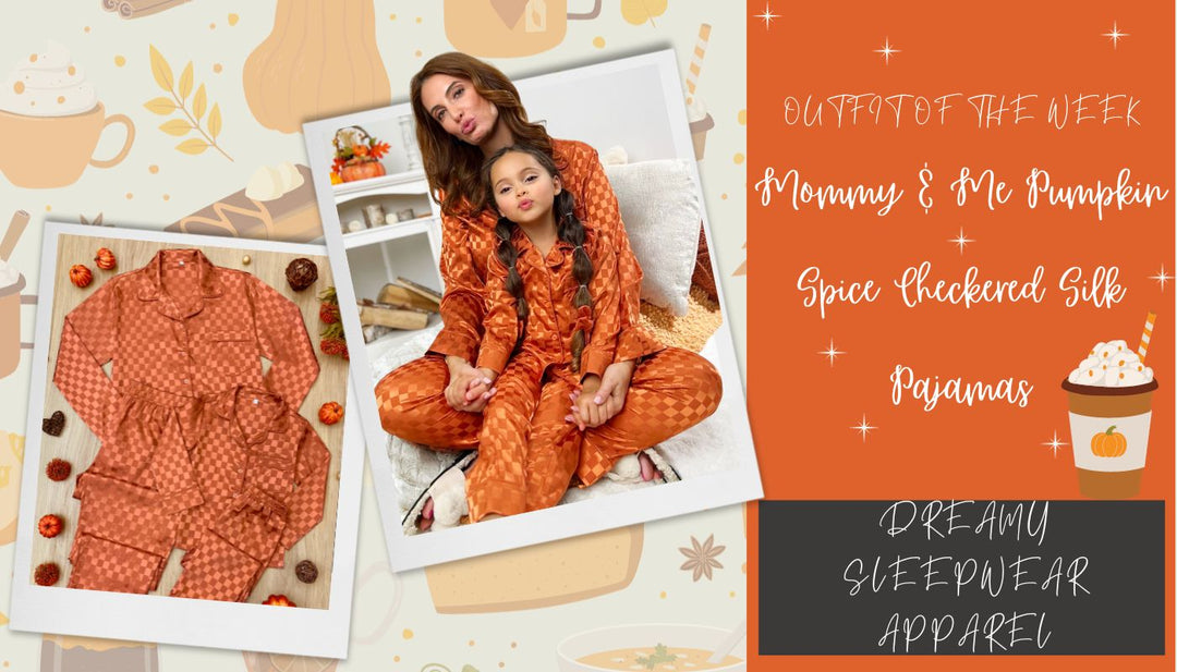 OOTW: Mommy & Me Pumpkin Spice Checkered Silk Pajamas Mia Belle Girls