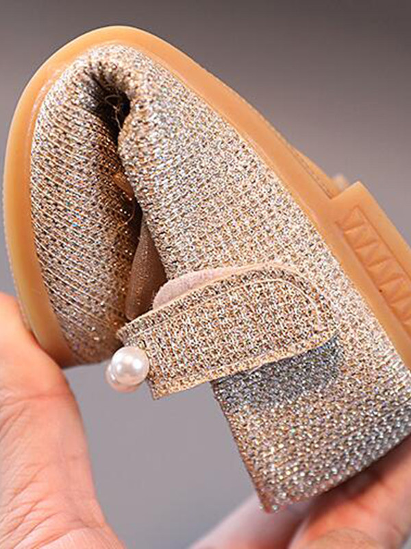Shoes By Liv & Mia | Pearl and Rhinestone Bow Flats - Mia Belle Girls
