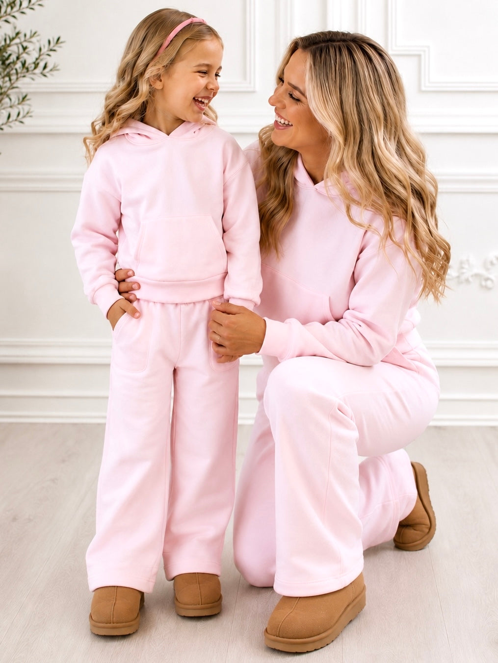 Mommy and Me Cozy Charm Fleece Hoodie and Flare Pant Set