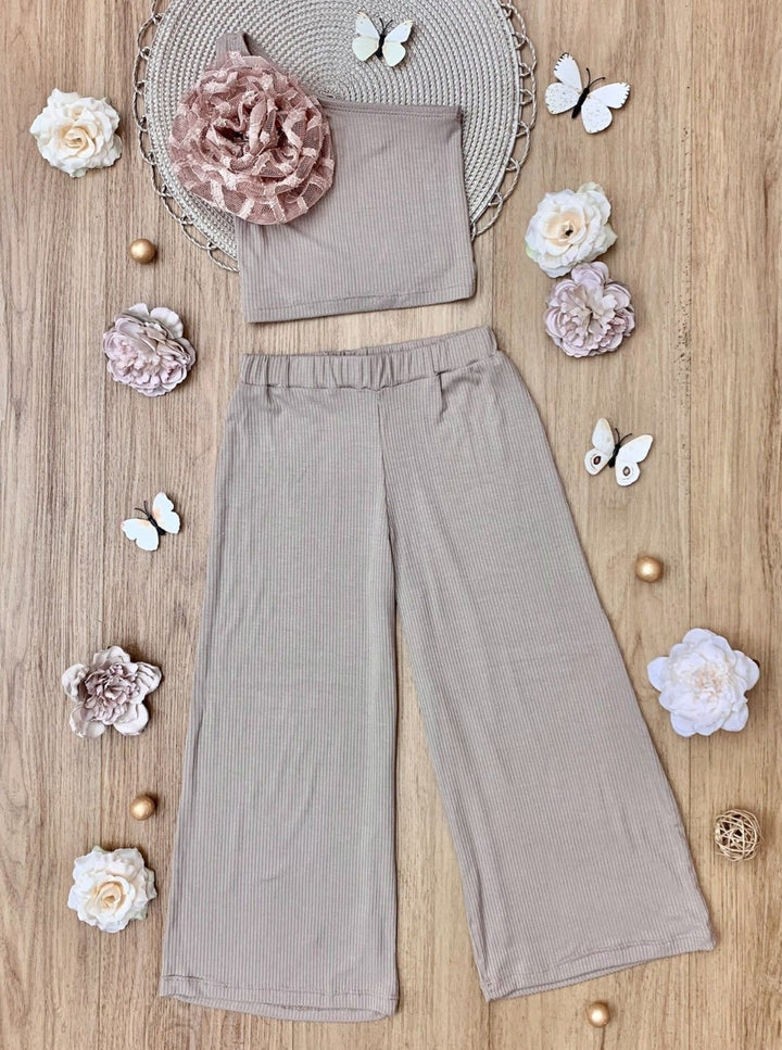 Mia Belle Girls One Shoulder Palazzo Pants Set | Girls Spring Outfits