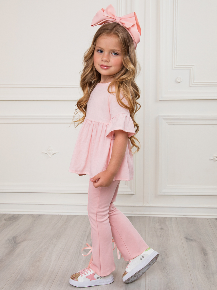 Everyday Pink Bow Hem Flare Pants