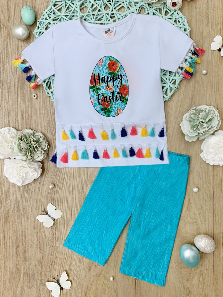 Boho Easter Tassel Top and Biker Short Set