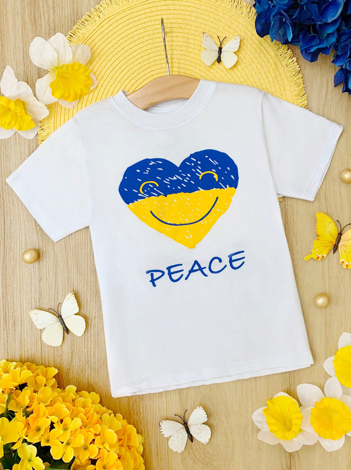 Cute Toddler Tops | Little Girls Support Ukraine Short Sleeved Top 
