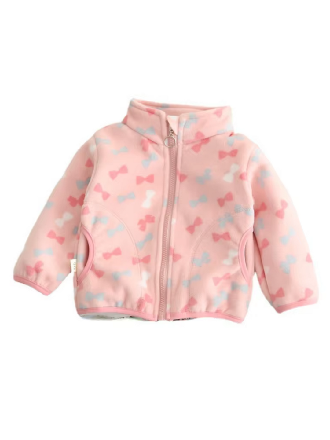Whimsically Warm Bow Print Fleece Zip-Up Jacket Mia Belle Girls