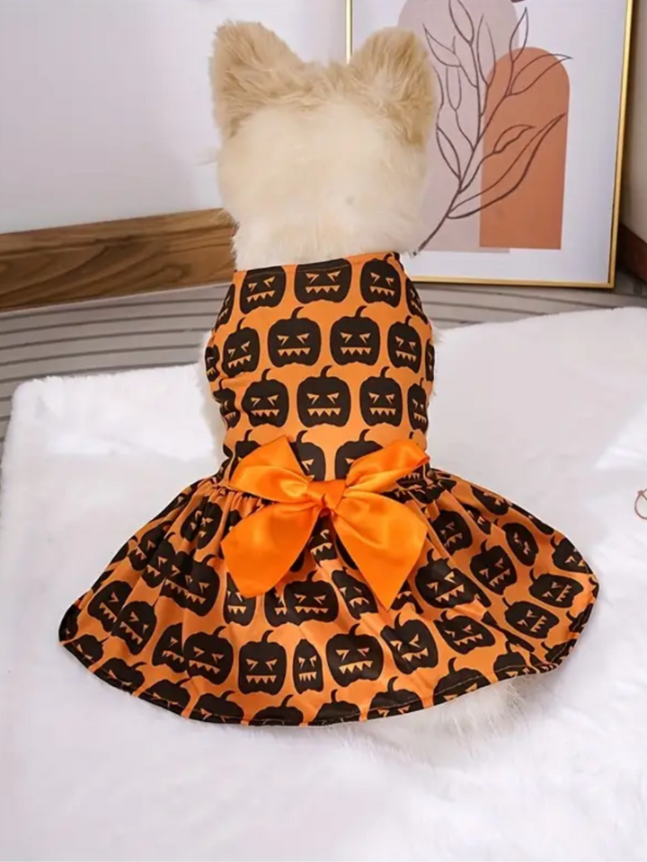 Dog Spooky Pumpkin Skull Halloween Costume Mia Belle Girls