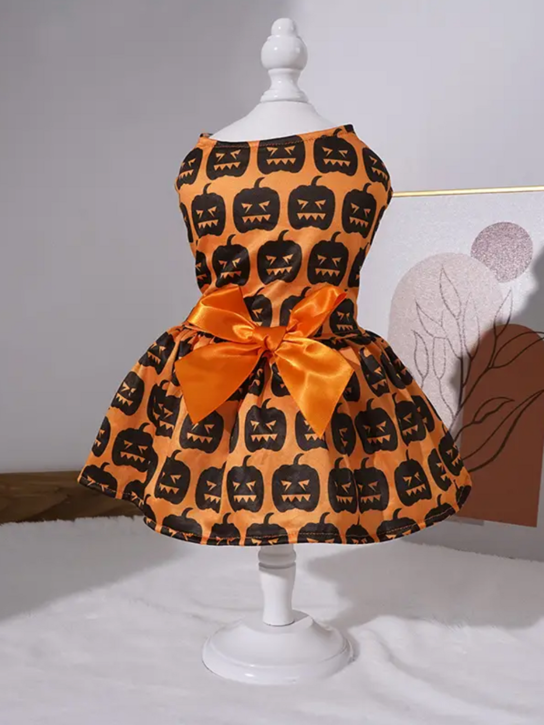 Dog Spooky Pumpkin Skull Halloween Costume Mia Belle Girls
