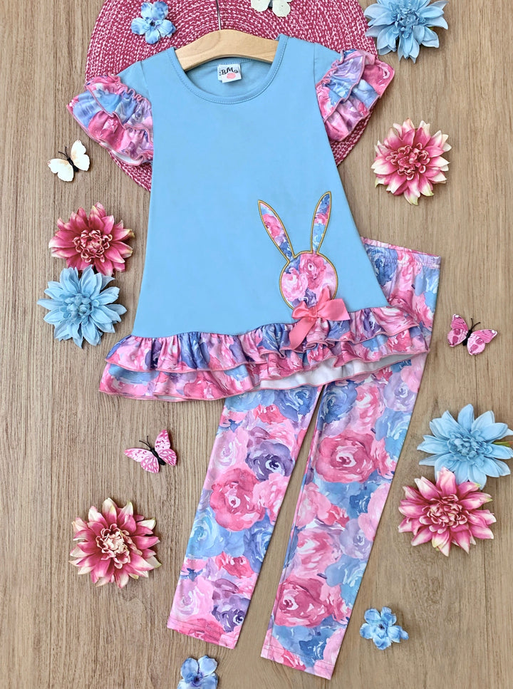 Radiant Roses Floral Bunny Legging Set Mia Belle Girls