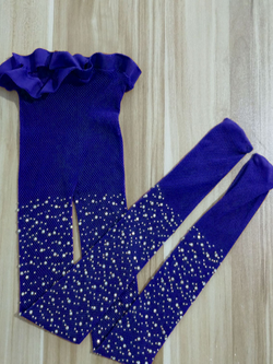 Girls Blue Embellished Sparkle Fishnet Tights