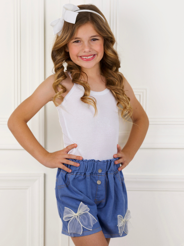 Stylish Bow Denim Shorts