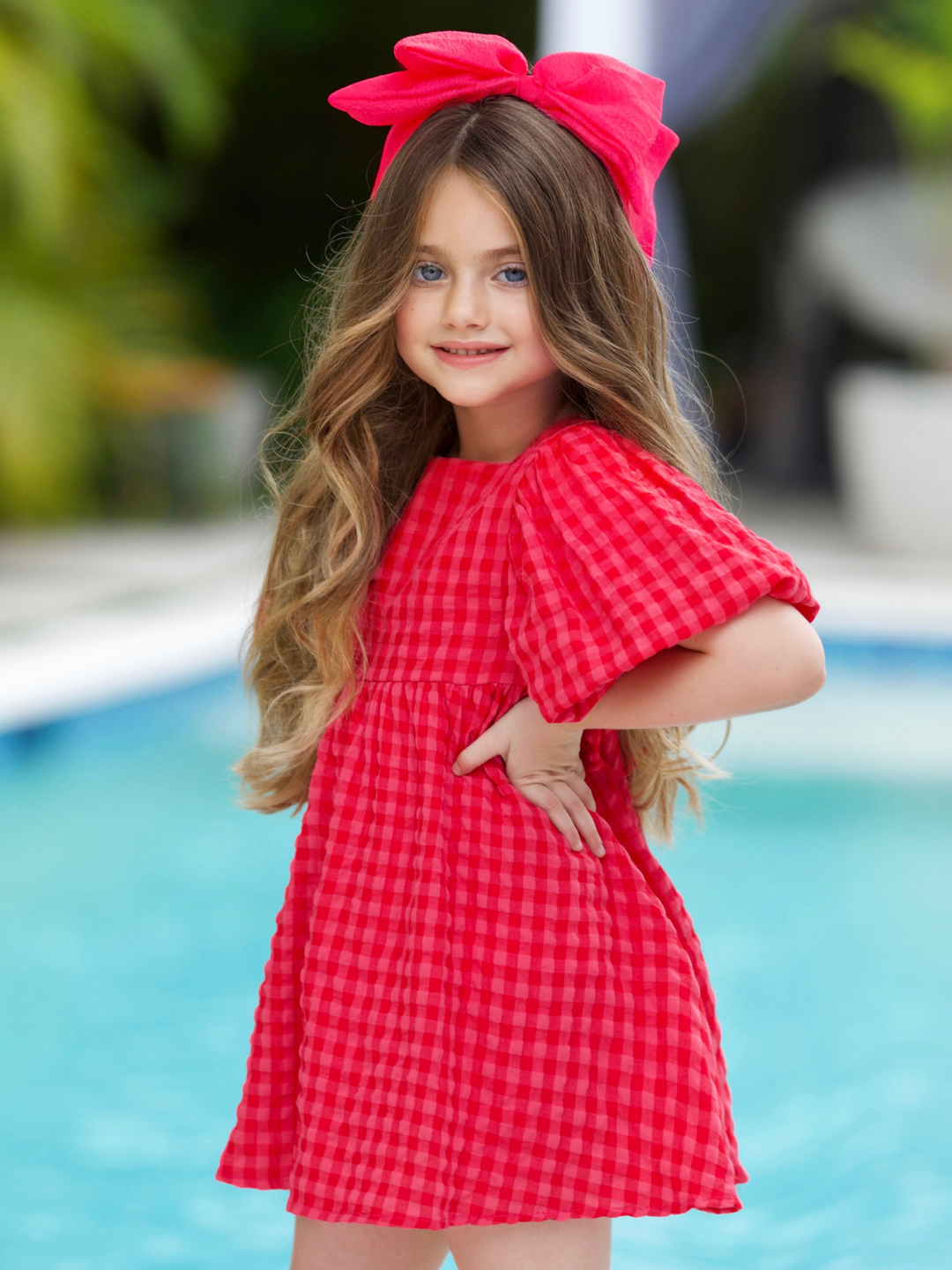 Gingham Puff Sleeve Babydoll Dress