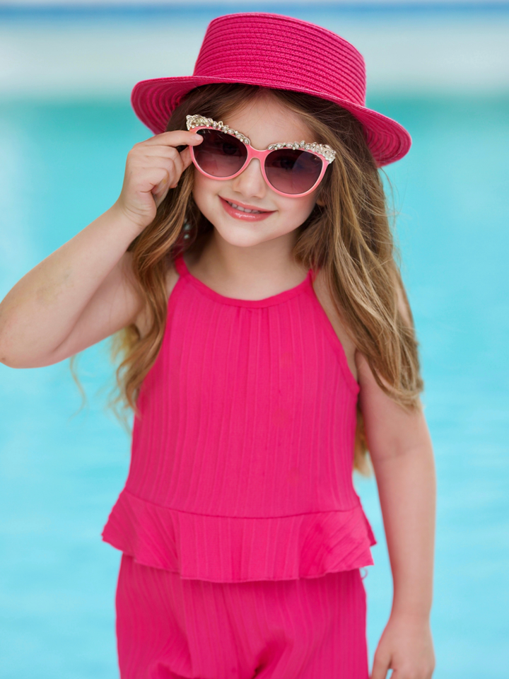 Sleeveless Ruffle Tank Top & Shorts Set