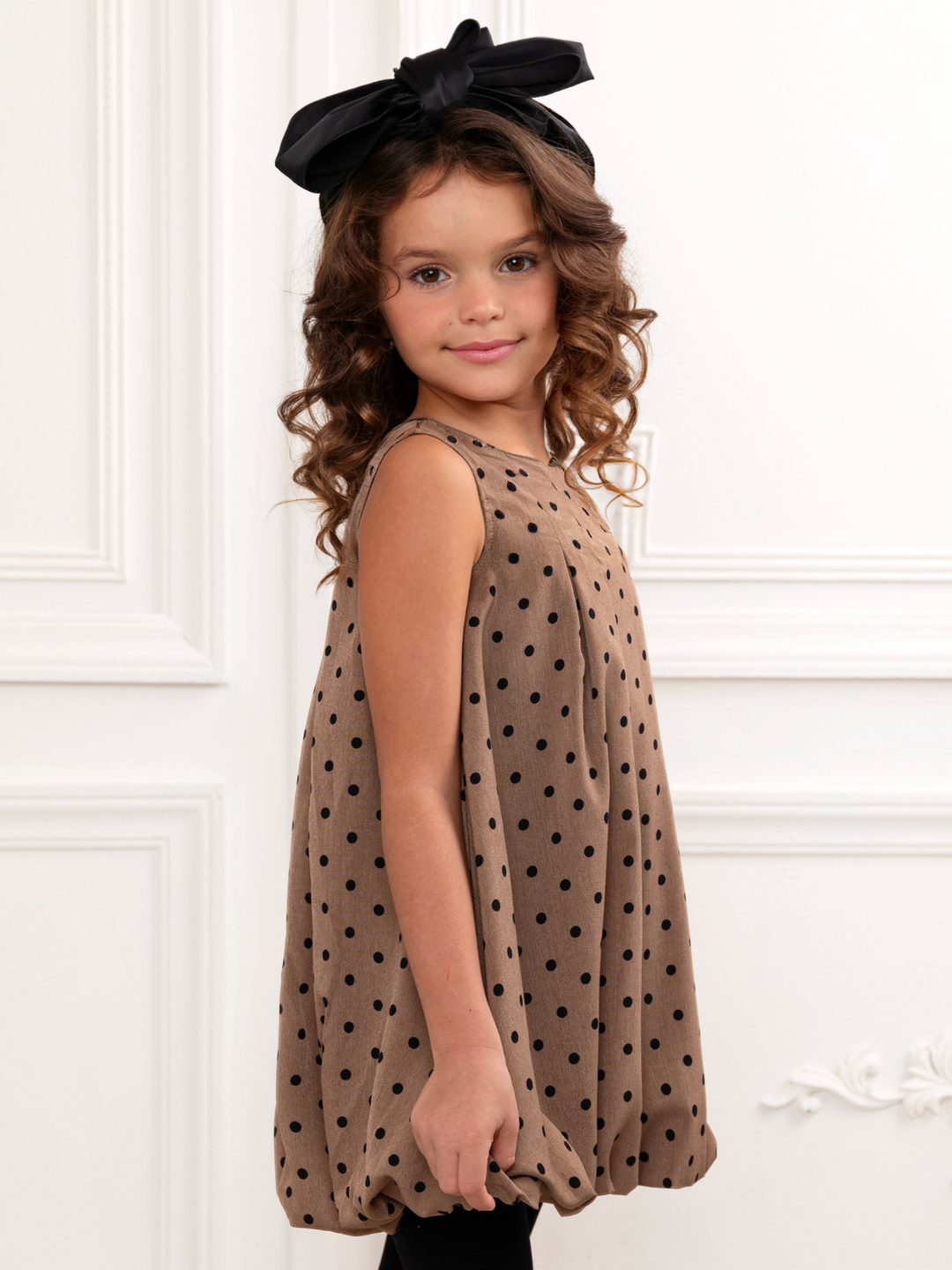 Chic Tan Polka Dot Bubble Dress Brown / 3T