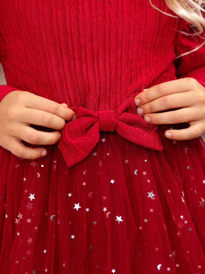 Red Sparkling Starry Sequin Tulle Dress