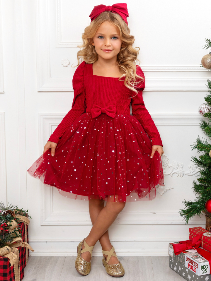 Red Sparkling Starry Sequin Tulle Dress