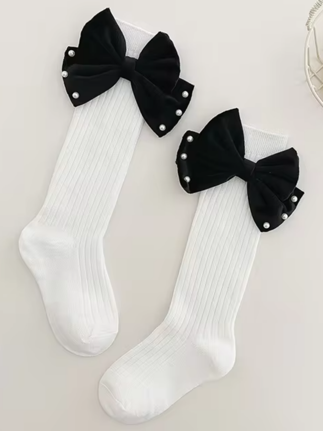 Elegant Pearl & Big Bowknot Princess Socks Mia Belle Girls