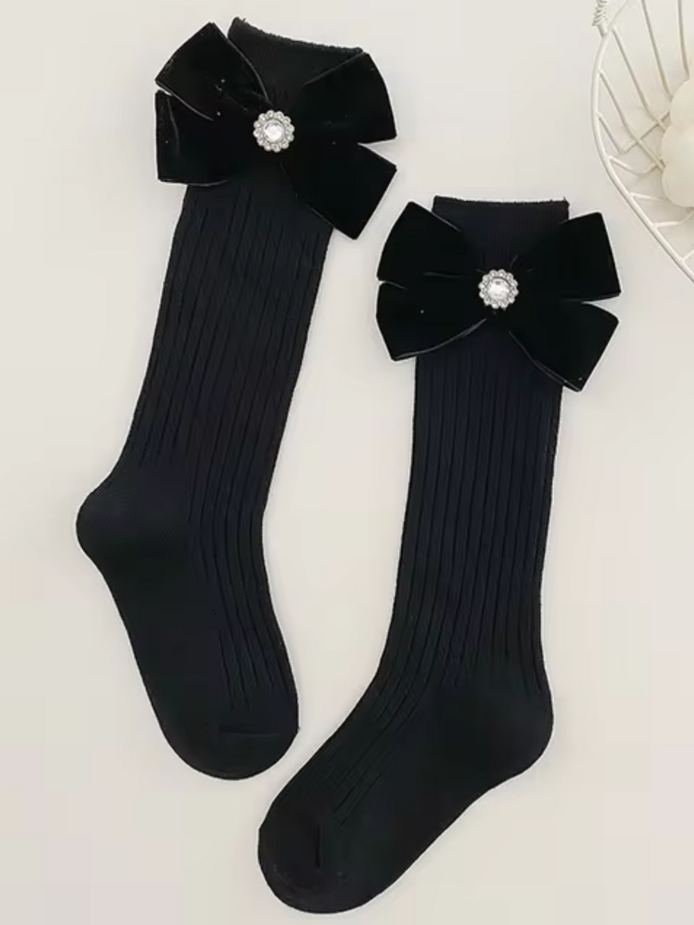 Elegant Pearl & Big Bowknot Princess Socks Mia Belle Girls