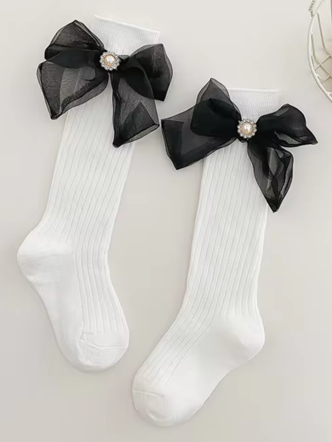 Elegant Pearl & Big Bowknot Princess Socks Mia Belle Girls