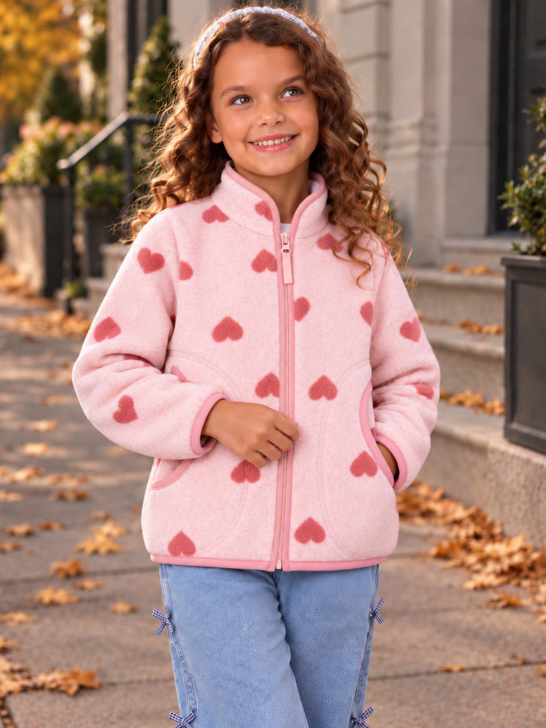 Sweetheart Snuggles Pink Heart Fleece Jacket