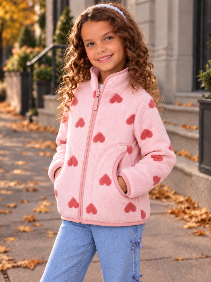 Sweetheart Snuggles Pink Heart Fleece Jacket