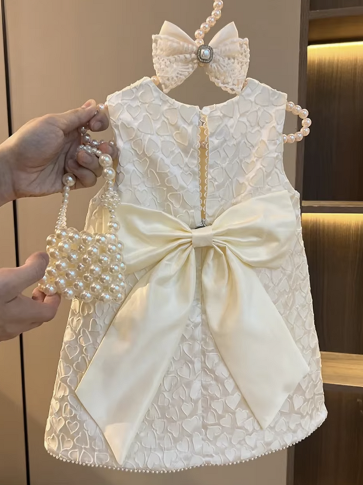 Elegant Bow Pearl Aline Dress