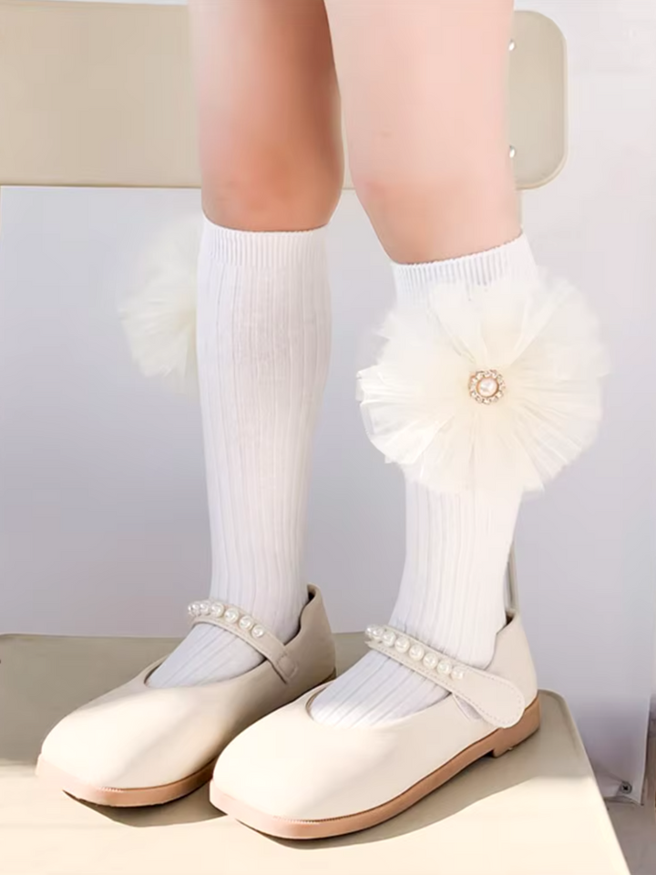 Elegant Pearl & Big Bowknot Princess Socks Mia Belle Girls