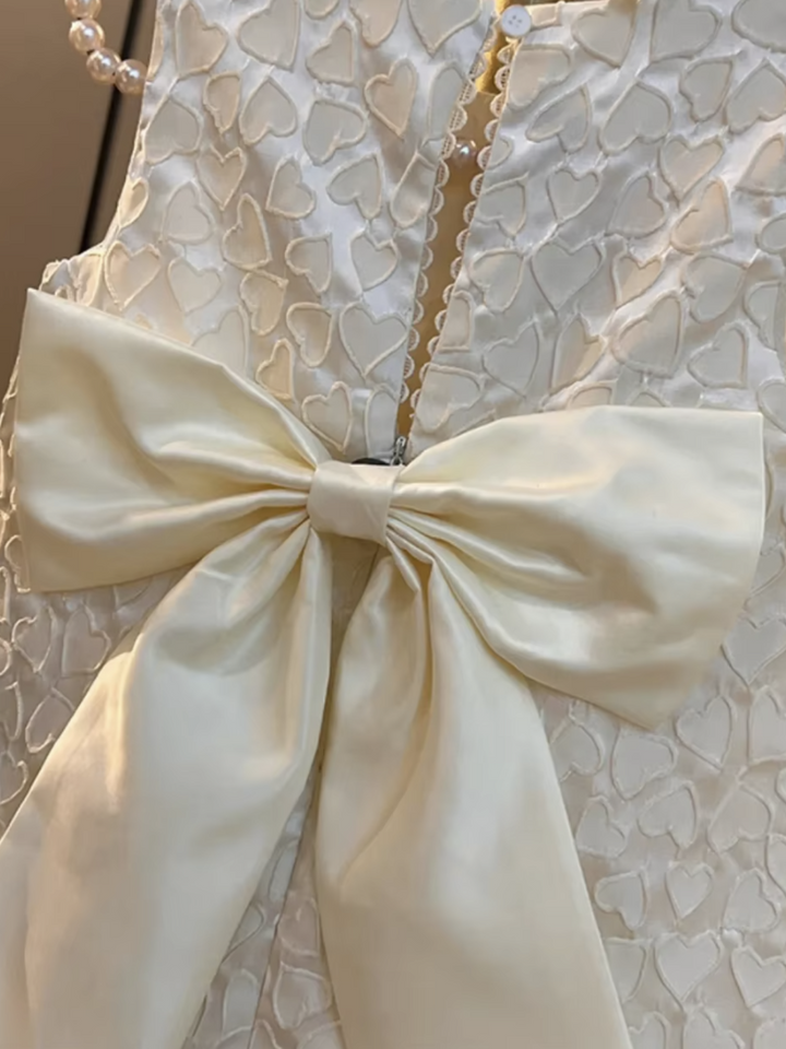 Elegant Bow Pearl Aline Dress