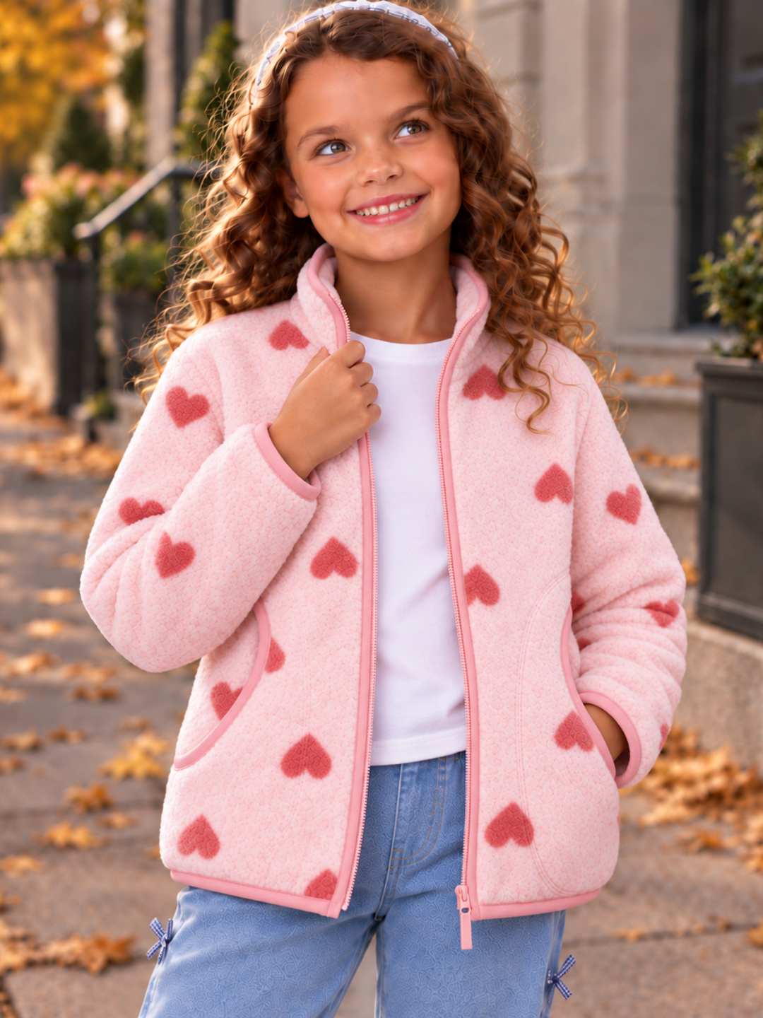 Sweetheart Snuggles Pink Heart Fleece Jacket