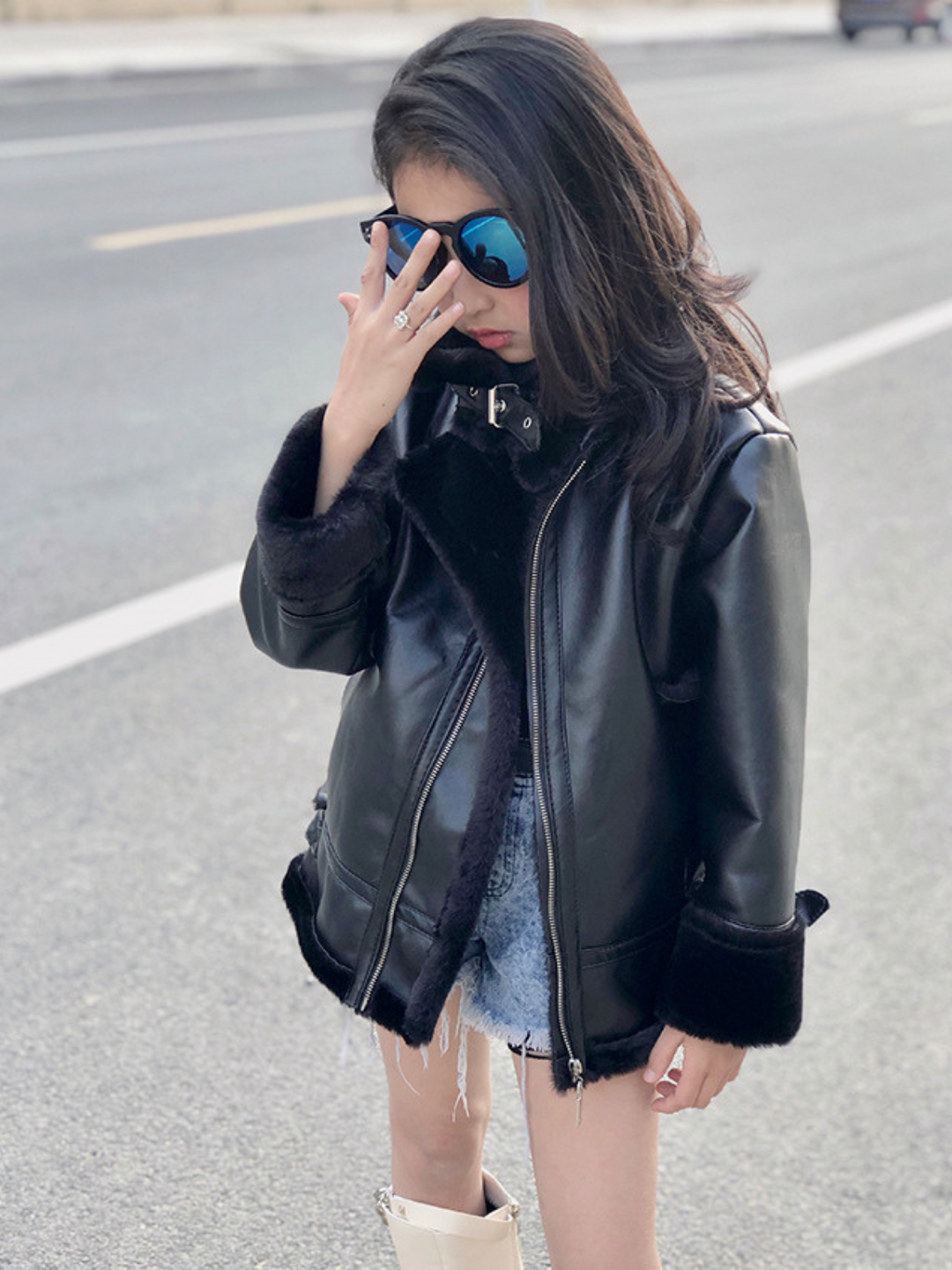 Mia Belle Girls Fleece Lined Vegan Leather Jacket | Winter Jackets