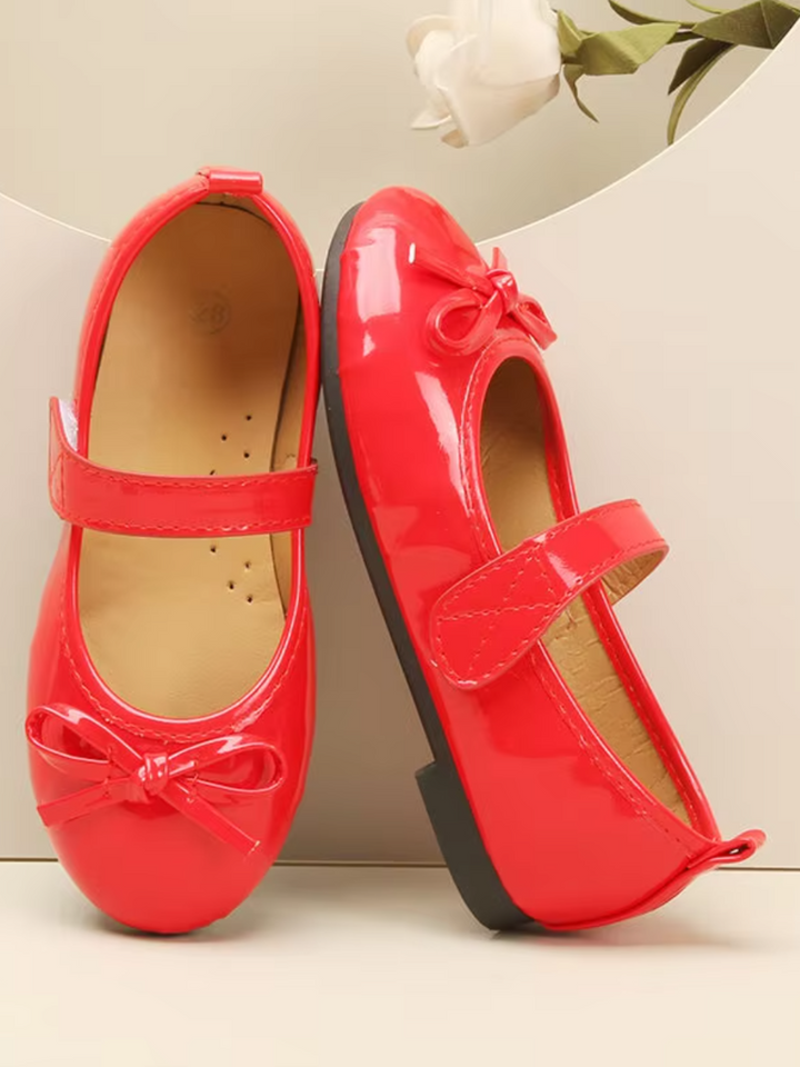 Cherry Red Patent Bow Mary Jane Flats Shoes By Liv and Mia Mia Belle Girls
