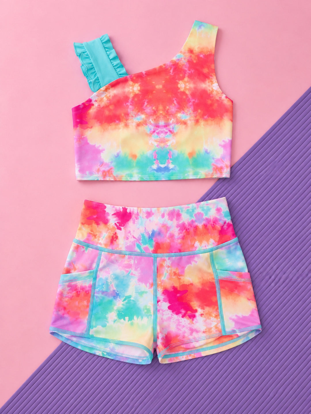 Sunburst Splash Tie-Dye Biker Short Set