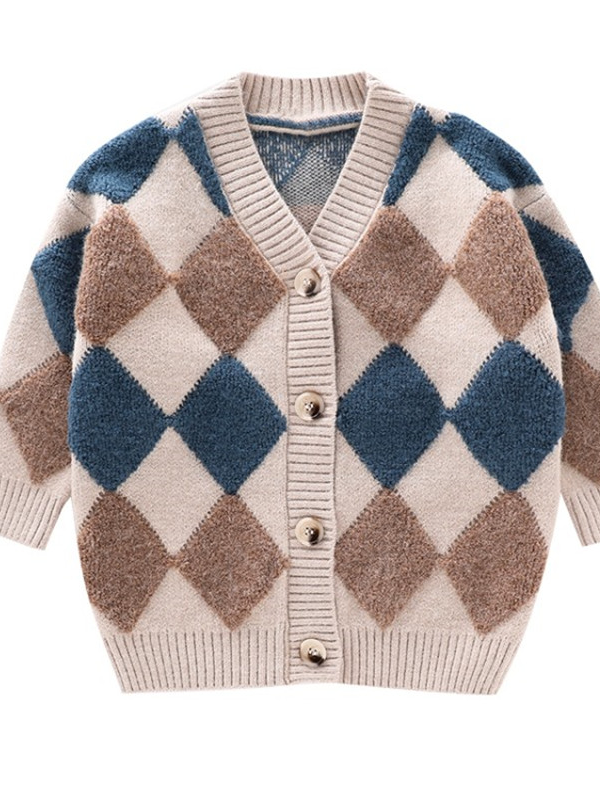 Sweaters & Cardigans | Diamond Plaid Large Cardigan | Mia Belle Girls