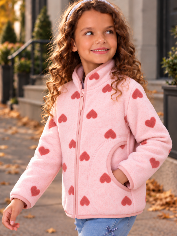 Sweetheart Snuggles Pink Heart Fleece Jacket
