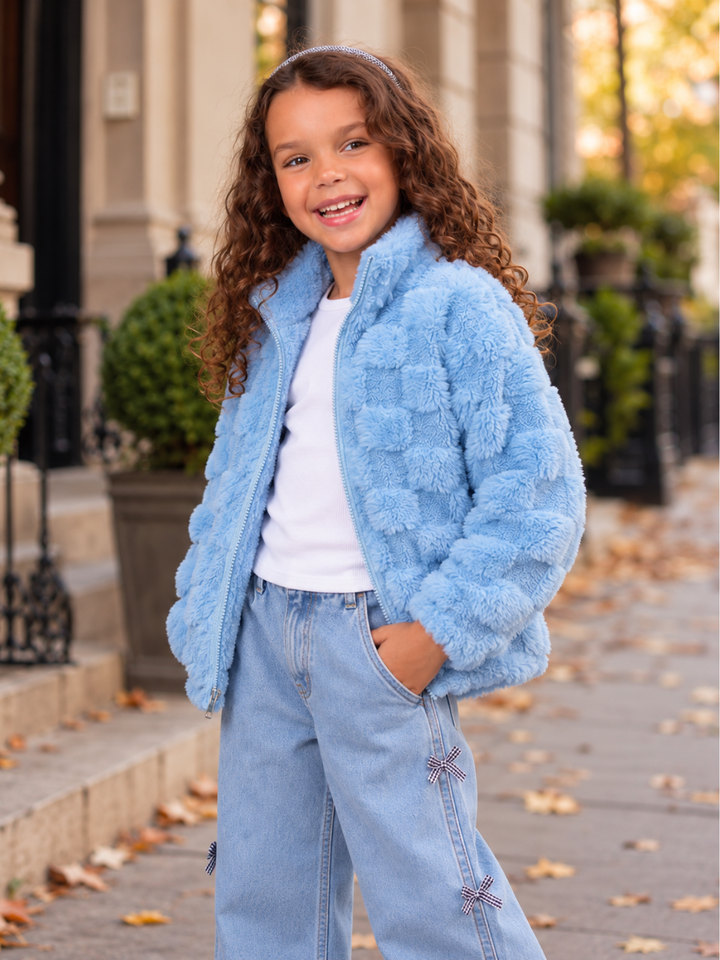 ozy Checkmate Plush Zip-Up Jacket
