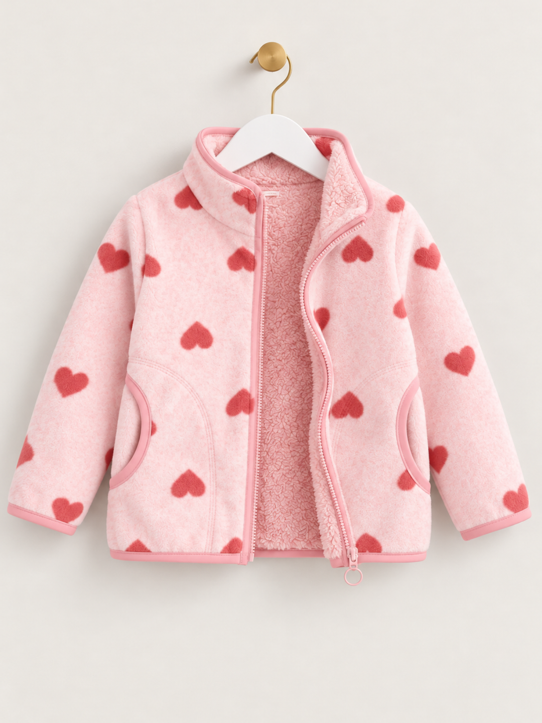 Sweetheart Snuggles Pink Heart Fleece Jacket