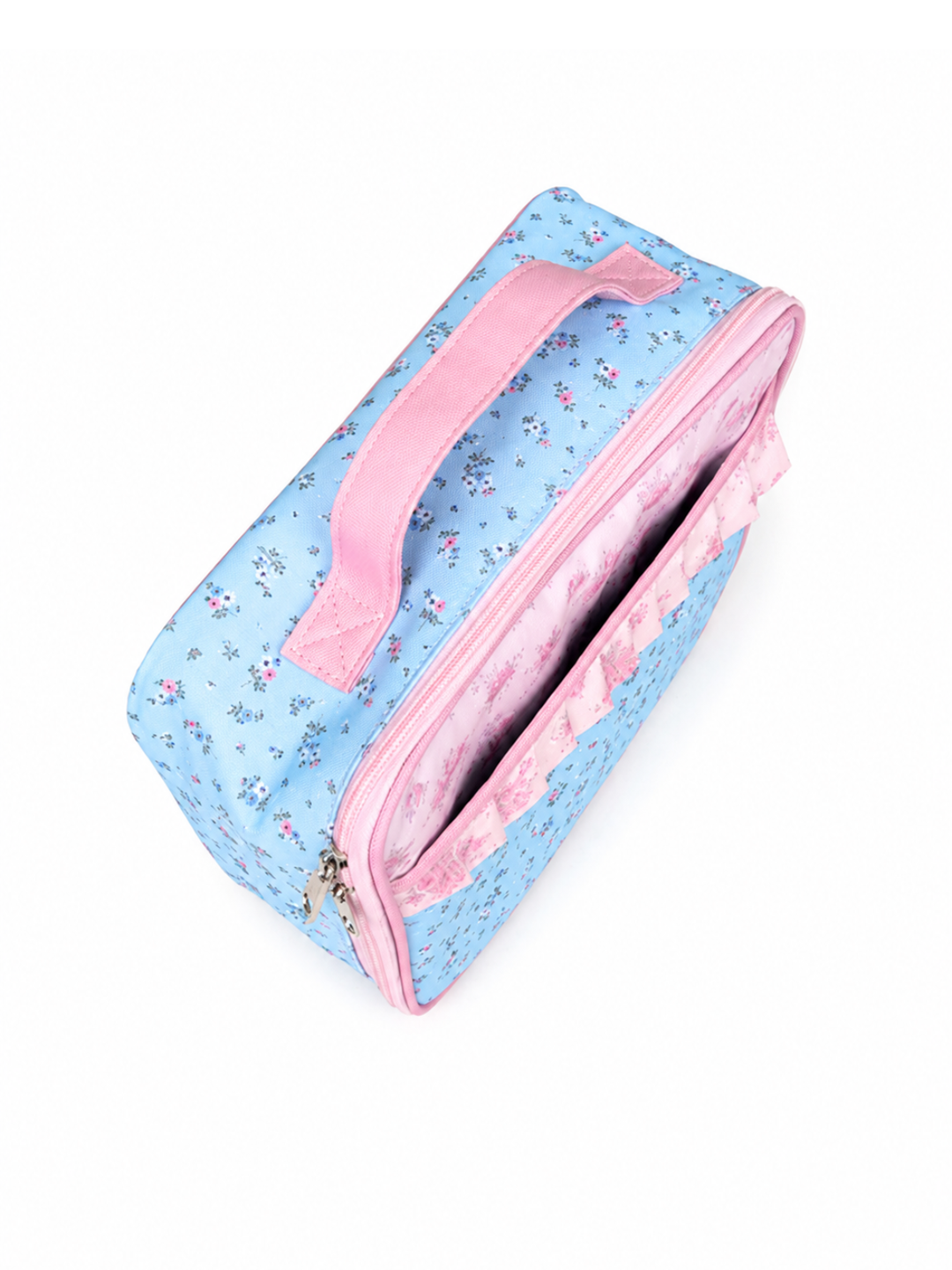 Blue Floral Quilted Insulated Lunch Bag