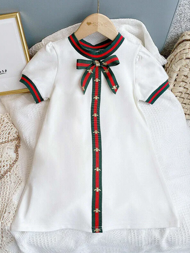 Girls Classic Short Sleeve Bow Dress Mia Belle Girls
