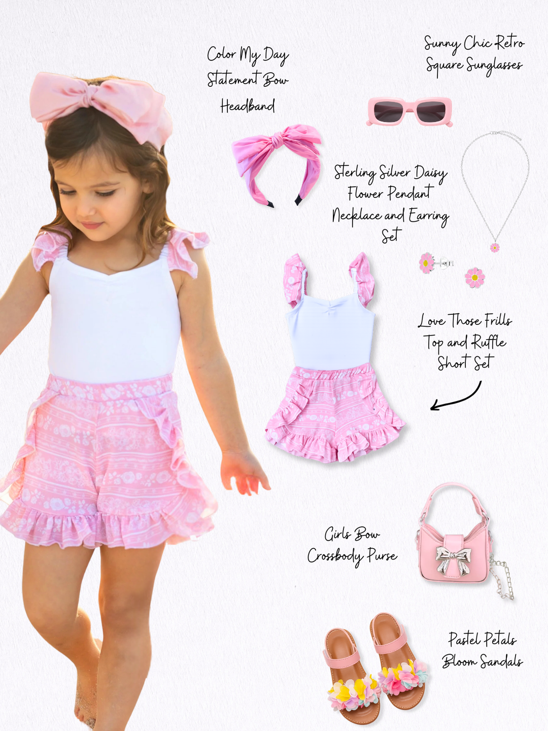 Vacation Ready Girls Outfit Complete Look 7-Piece Set Mia Belle Girls