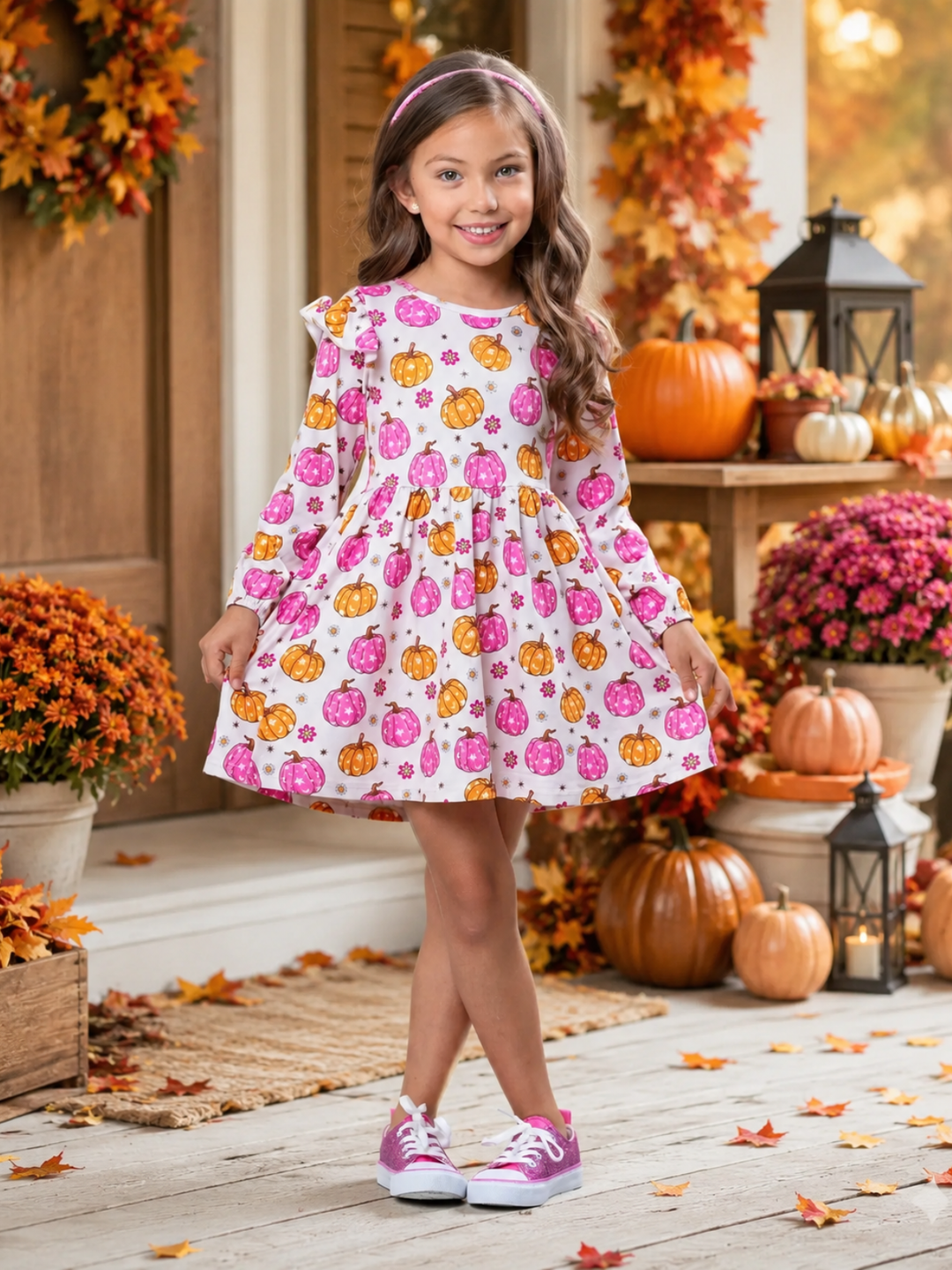 Pink Pumpkin Patch Twirl Dress