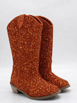 Eras Showgirl Orange Glitter Cowgirl Boots