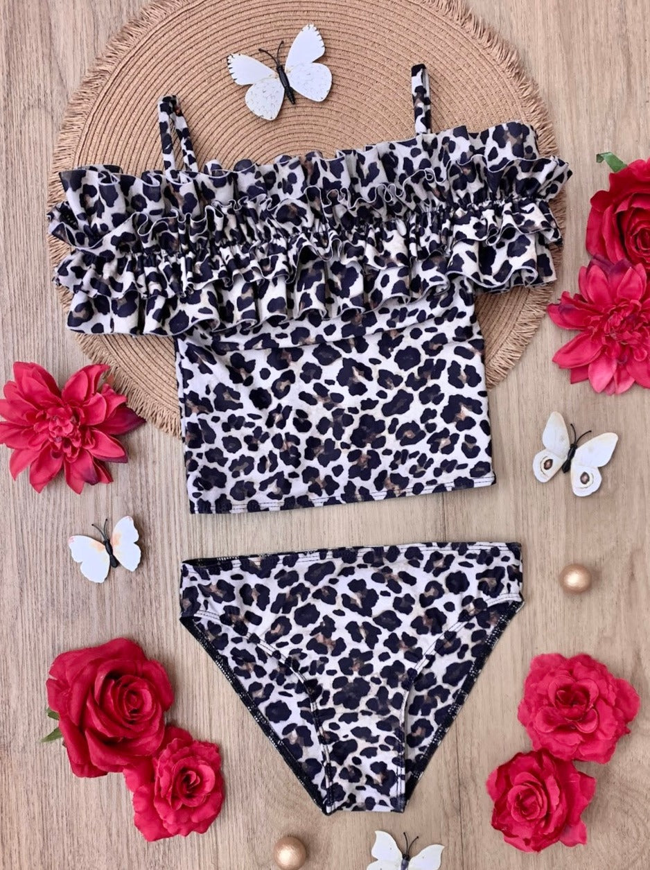 Wildcat Chic Ruffle Tankini Two Piece Swimsuit Mia Belle Girls