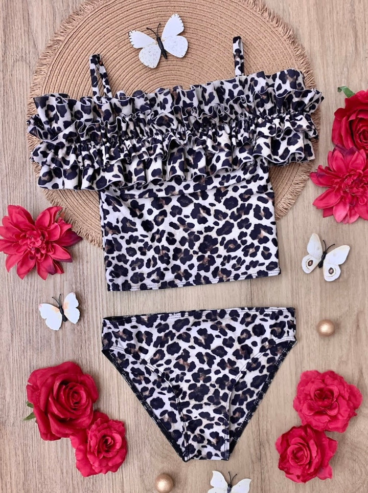 Wildcat Chic Ruffle Tankini Two Piece Swimsuit Mia Belle Girls