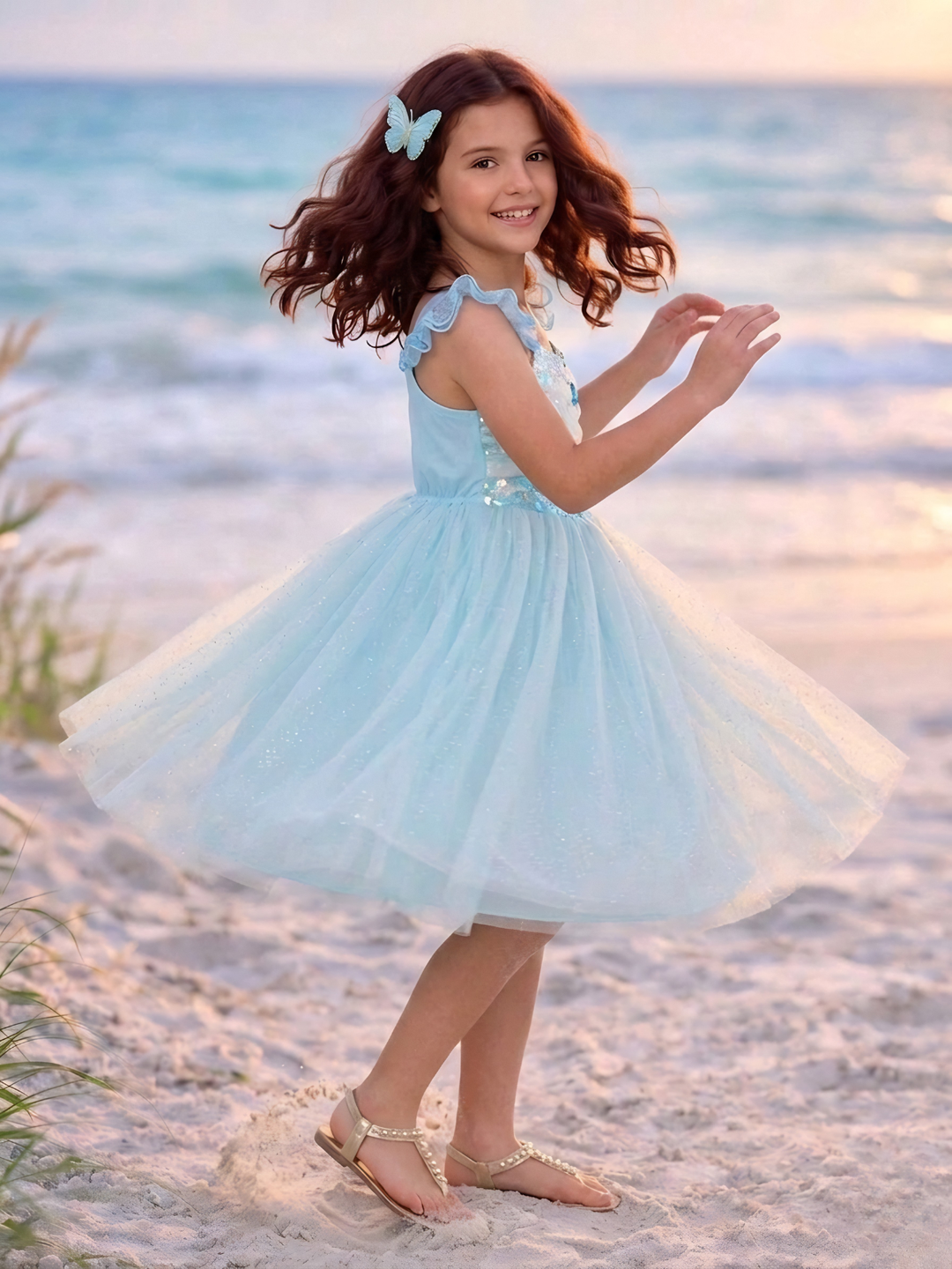 Ocean Princess Sequin Tulle Dress Mia Belle Girls