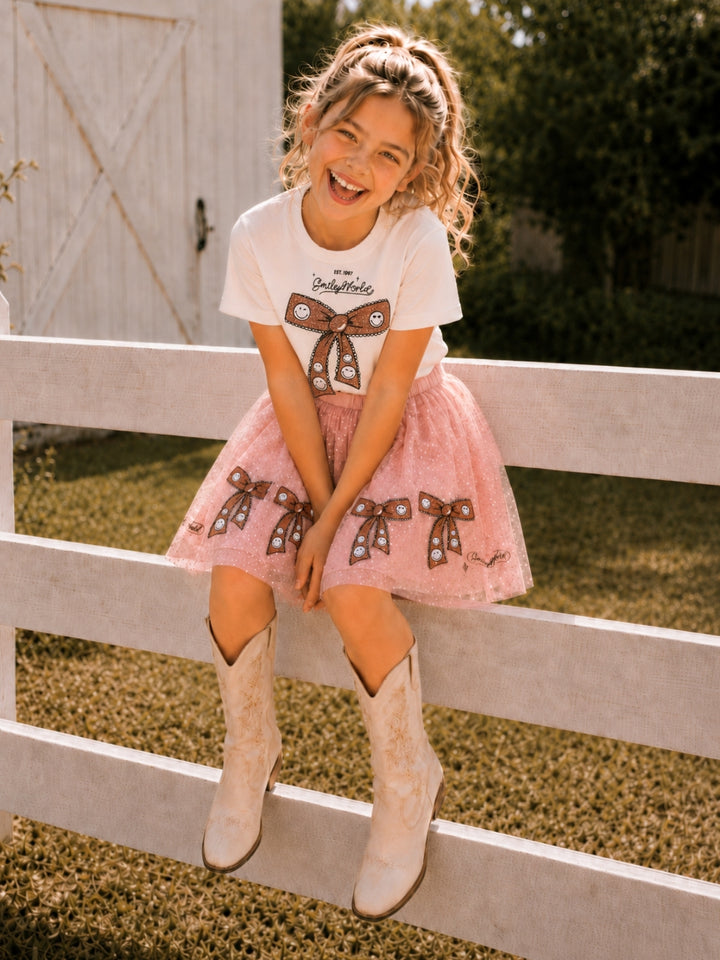 SmileyWorld Bow Graphic Tee & Pleated Skirt Set