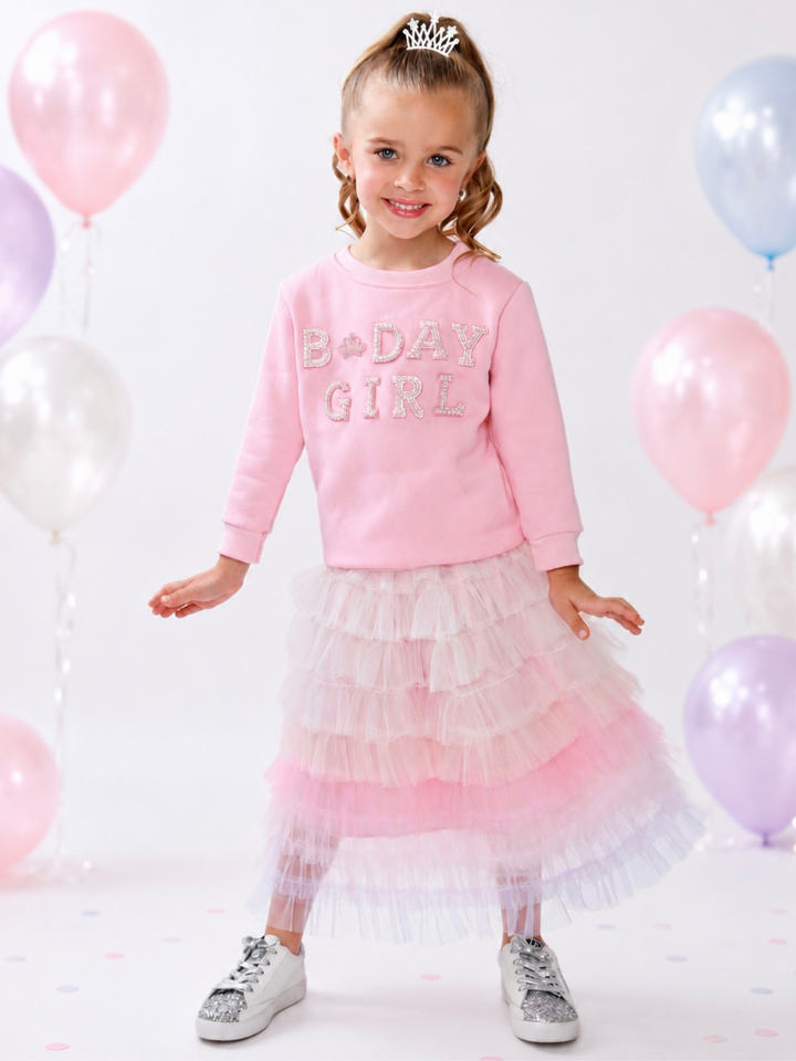 Birthday Girl Princess Pearl Embellished Sweatshirt Mia Belle Girls