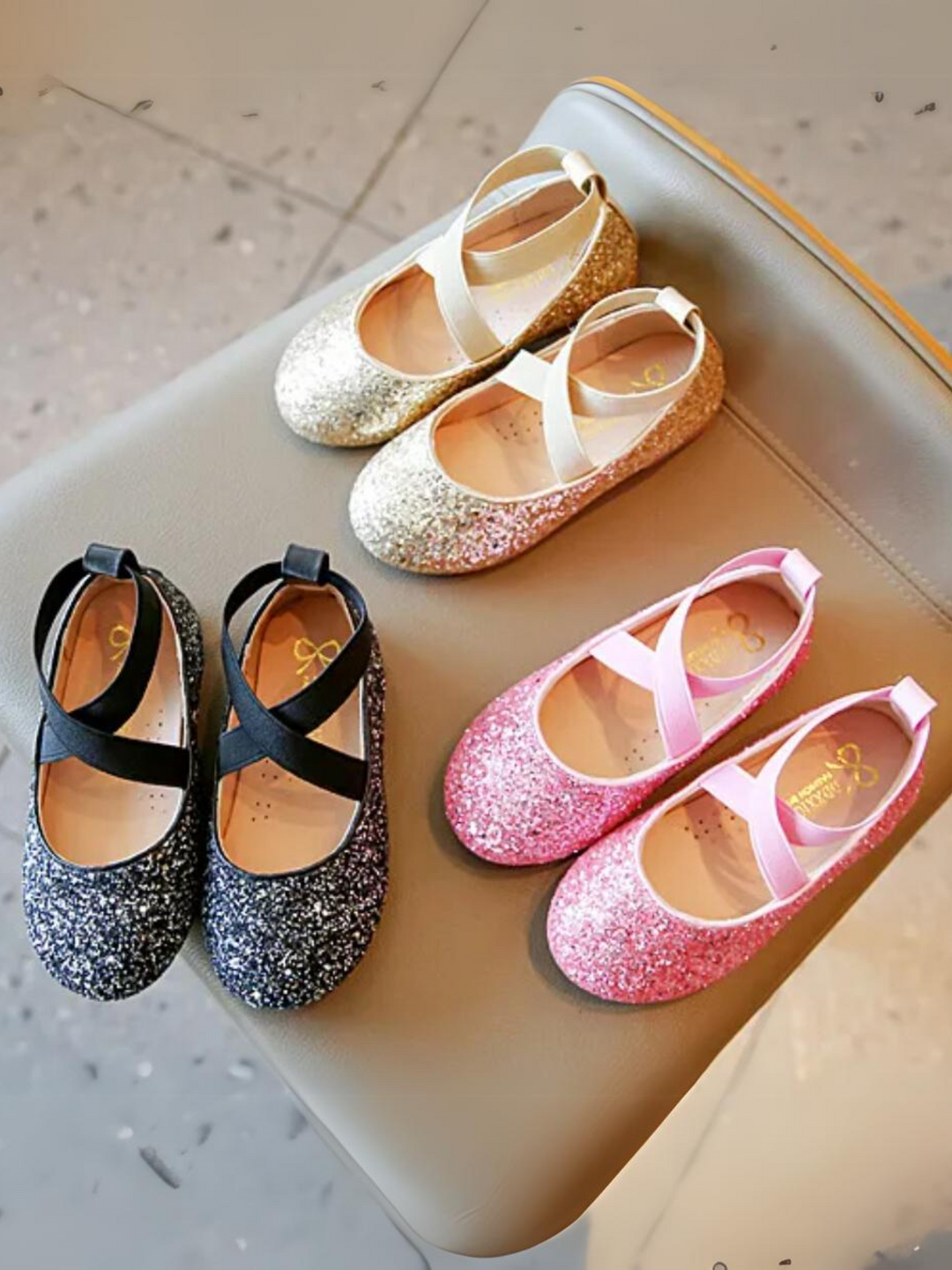 Princess Glitter Sparkling Mary Jane Flats  by Liv and Mia Mia Belle Girls