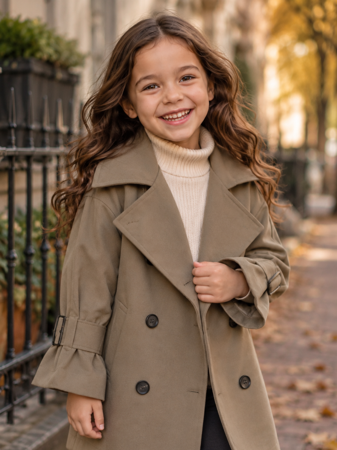 Little Explorer Double-Breasted Trench Coat