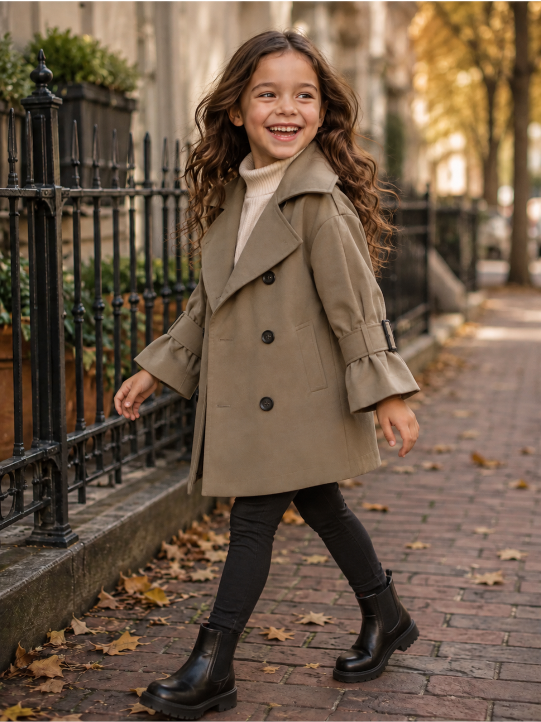 Little Explorer Double-Breasted Trench Coat