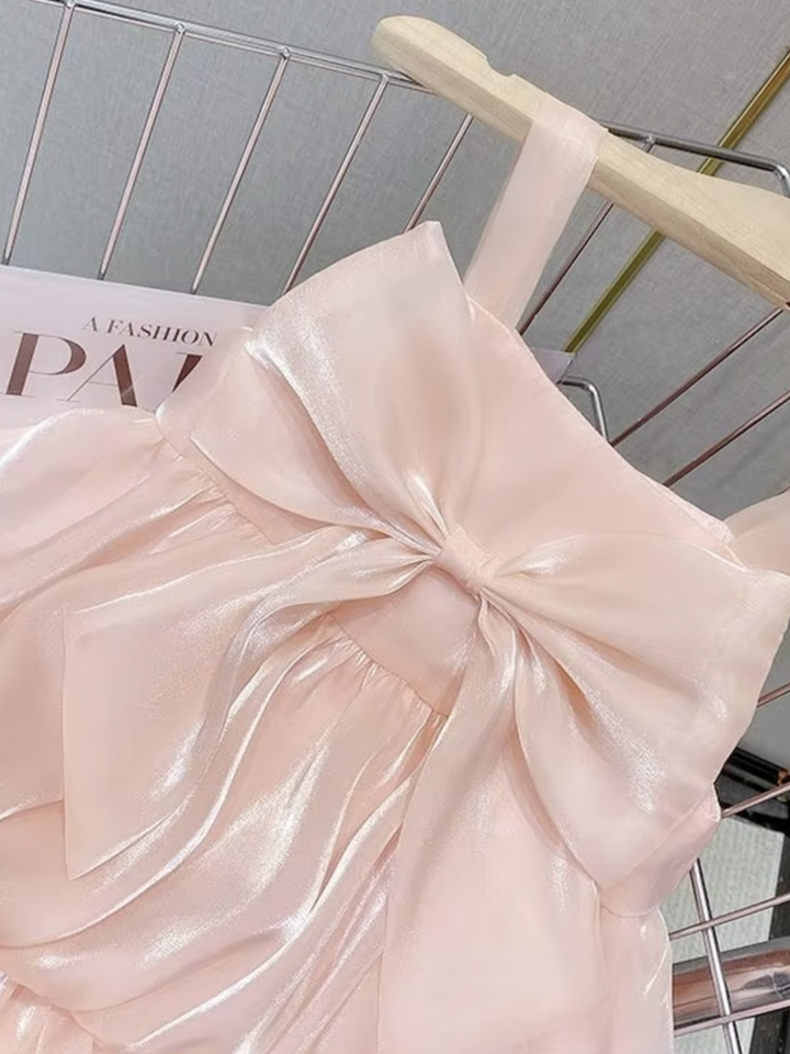 Blush Bow Ruffle Dress