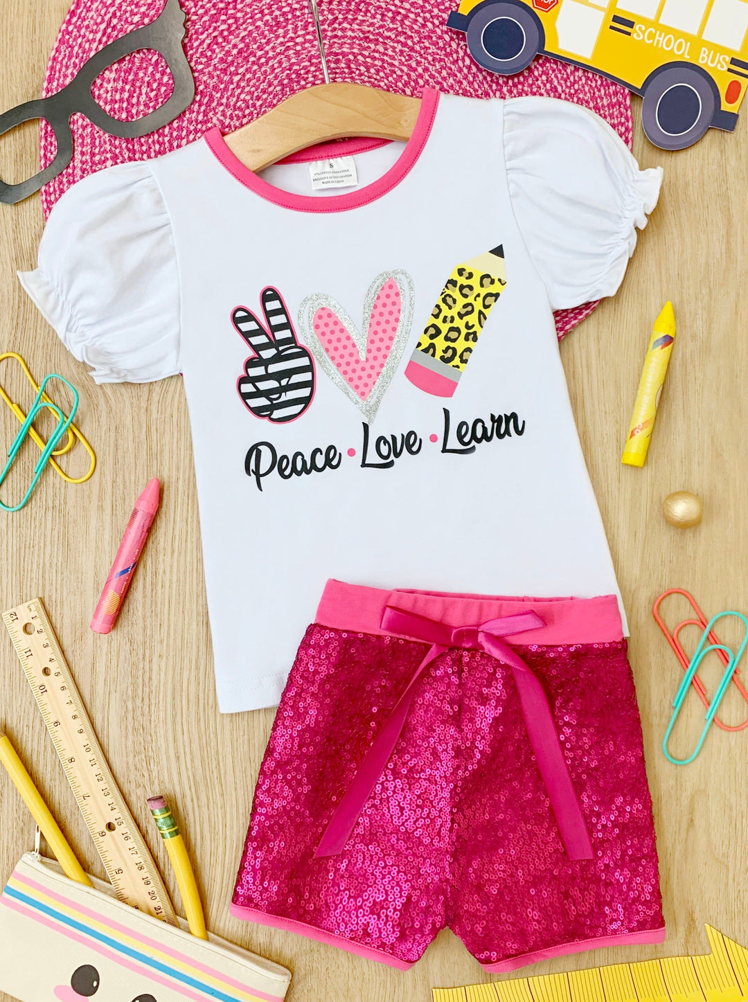 Girls First Day Of School Clothes | Sequin Short Set | Mia Belle Girls