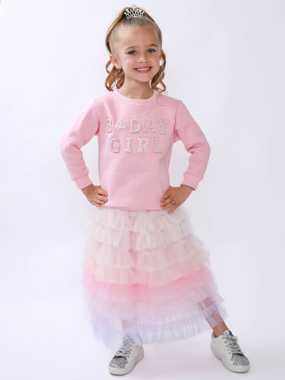 Birthday Girl Princess Pearl Embellished Sweatshirt Mia Belle Girls